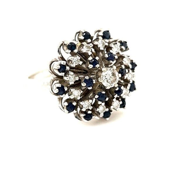 Stunning 14k Sapphires & Diamonds Vintage Ring - Picture 8 of 16